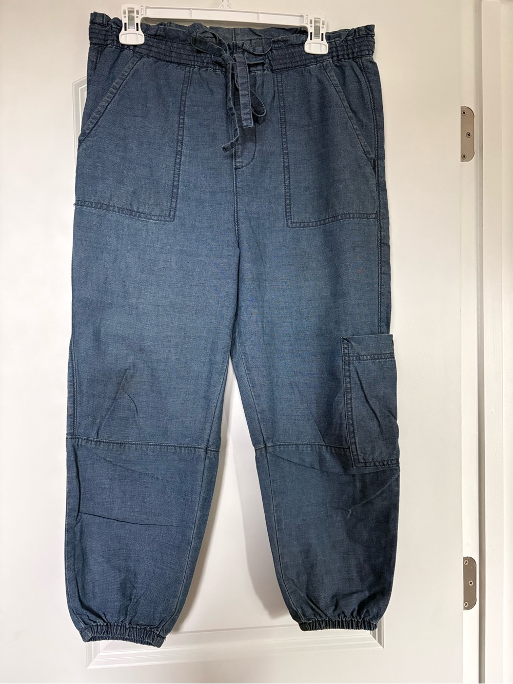 Anthropologie Hei Hei Casual Drawstring Cargo Joggers - Denim Blue Sz S EUC